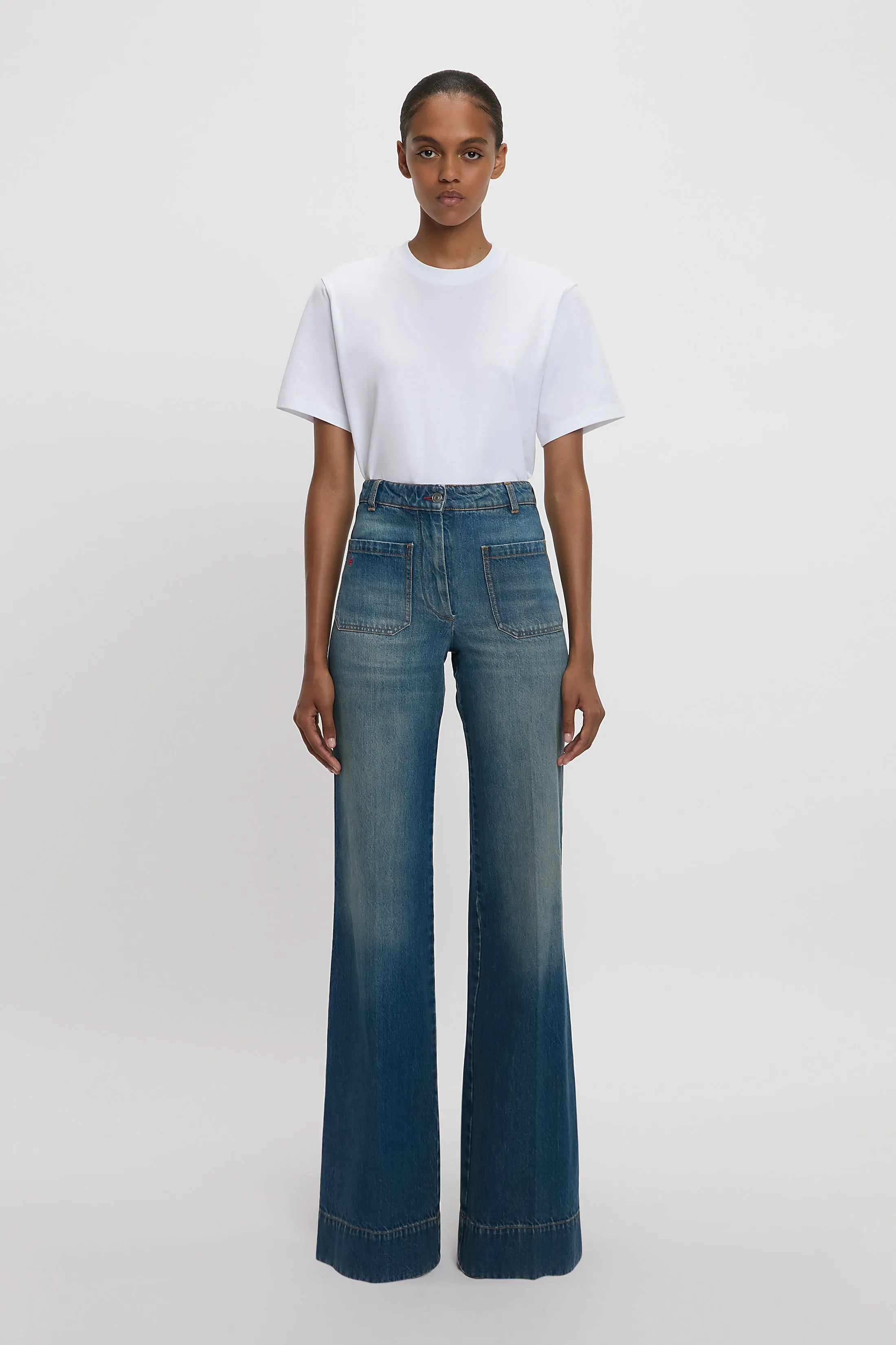Exclusive Alina High Waisted Stretch Jean In Mid Blue