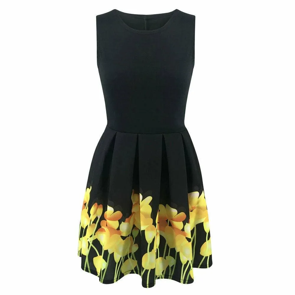 FashionSierra - Summer Women Casual Strappy Dress New Fashion Boho Floral Sundress Ladies High Waist Beach Holiday Sundress Lady Clothing