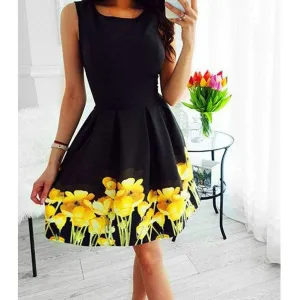 FashionSierra - Summer Women Casual Strappy Dress New Fashion Boho Floral Sundress Ladies High Waist Beach Holiday Sundress Lady Clothing