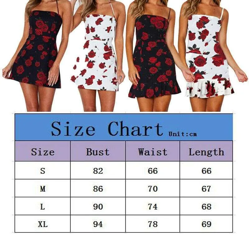 FashionSierra - Women Mini Floral Dress Summer Fashion Ladies Slim Bodycon Party Clubwear Beach Holiday Sleeveless Zipper Sundress