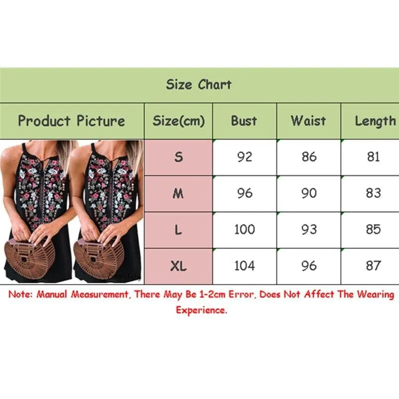 FashionSierra - Women's Boho Floral Sleeveless Dress Bohemian Summer Holiday Party Beach Casual Short Mini Dress Sundress
