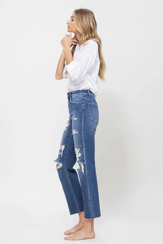 Flying Monkey Jeans Distressed High Rise Ankle Relaxed Straight