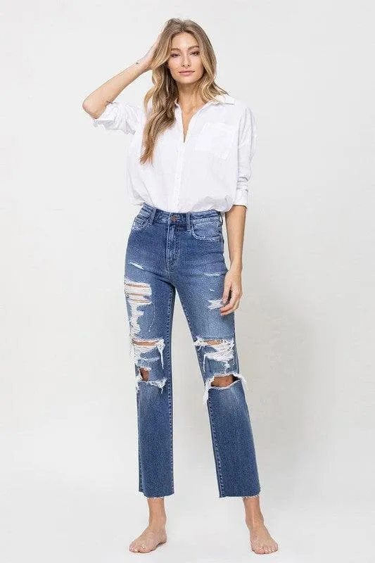 Flying Monkey Jeans Distressed High Rise Ankle Relaxed Straight