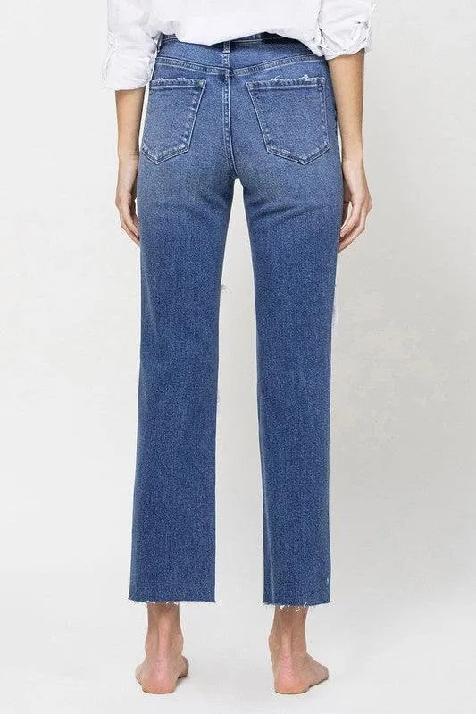 Flying Monkey Jeans Distressed High Rise Ankle Relaxed Straight