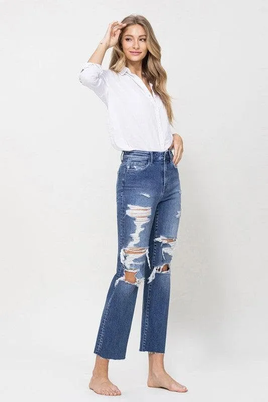 Flying Monkey Jeans Distressed High Rise Ankle Relaxed Straight
