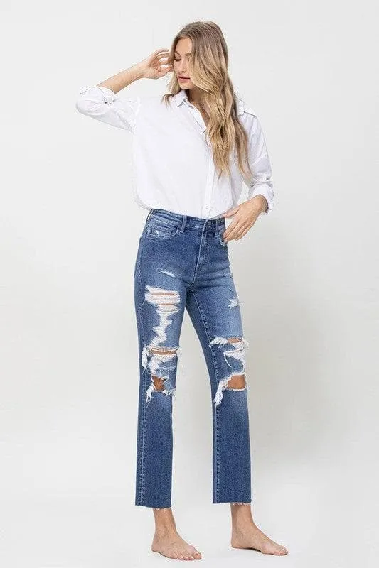Flying Monkey Jeans Distressed High Rise Ankle Relaxed Straight