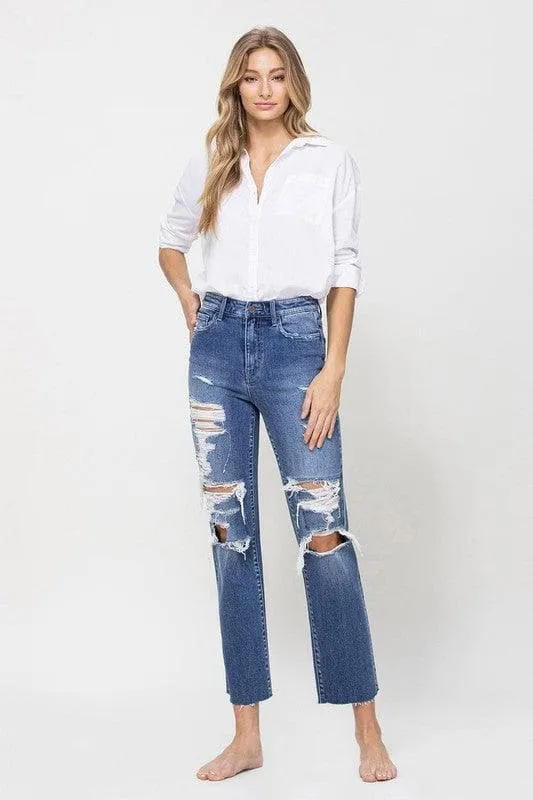Flying Monkey Jeans Distressed High Rise Ankle Relaxed Straight