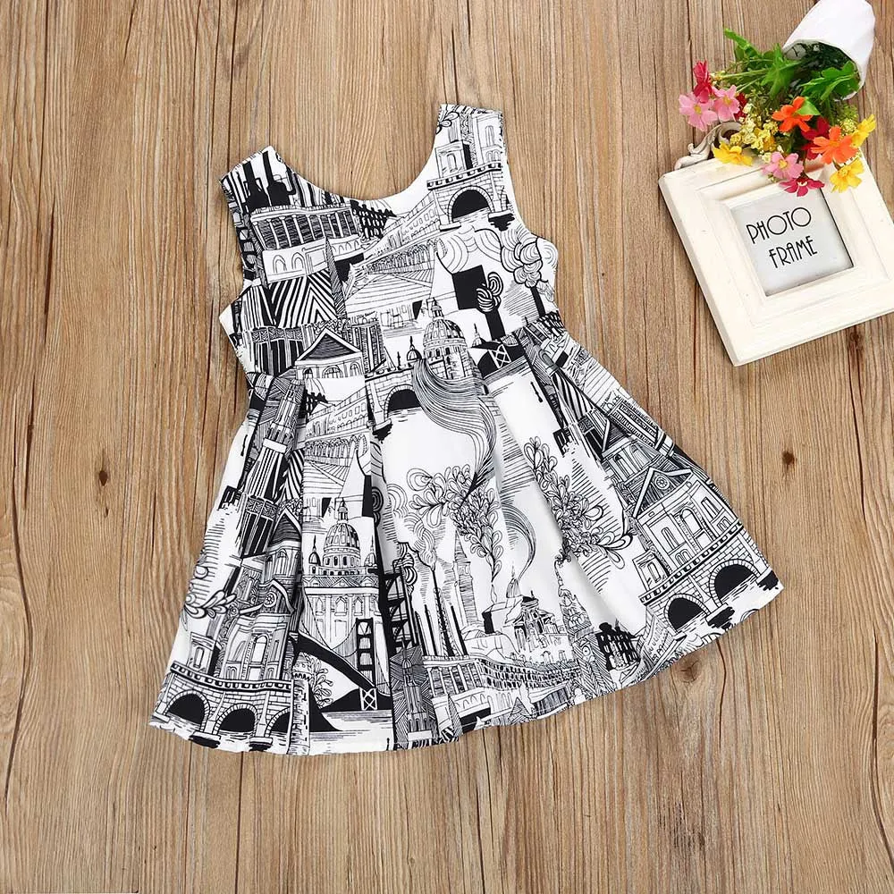 Girls Graffiti Backless Dress