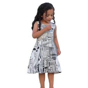 Girls Graffiti Backless Dress