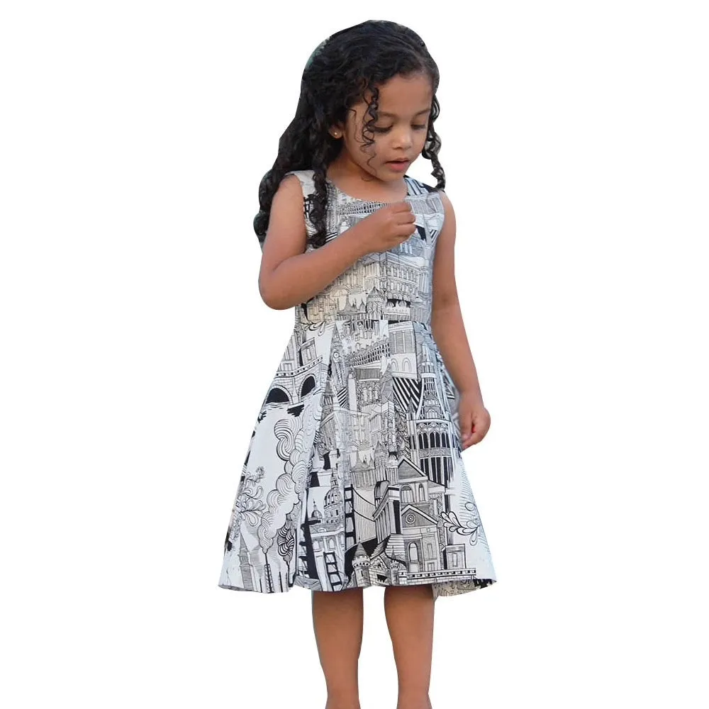 Girls Graffiti Backless Dress
