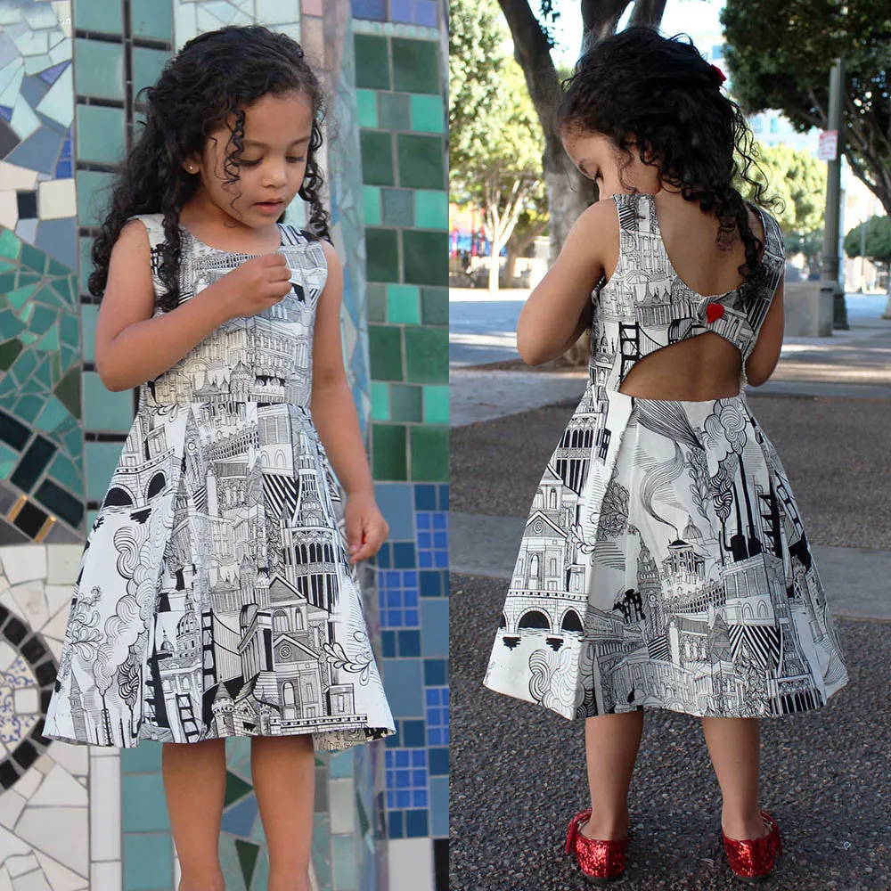 Girls Graffiti Backless Dress