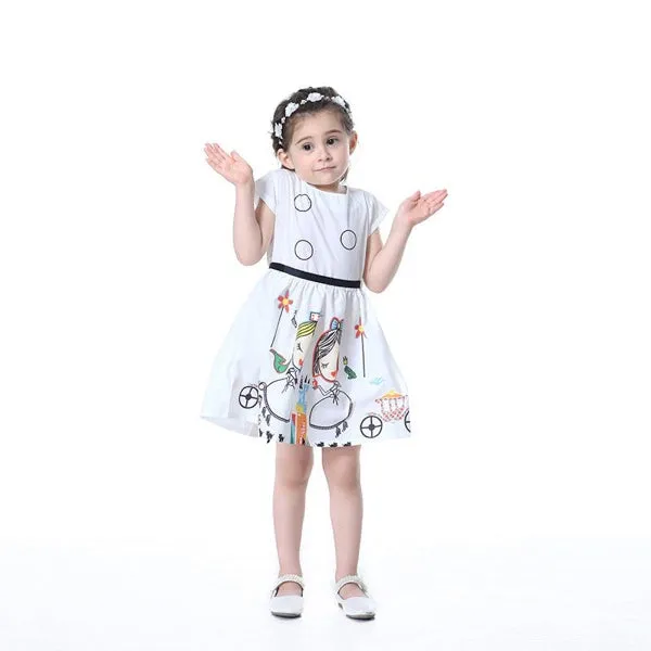 Girls Print Dress With Sash