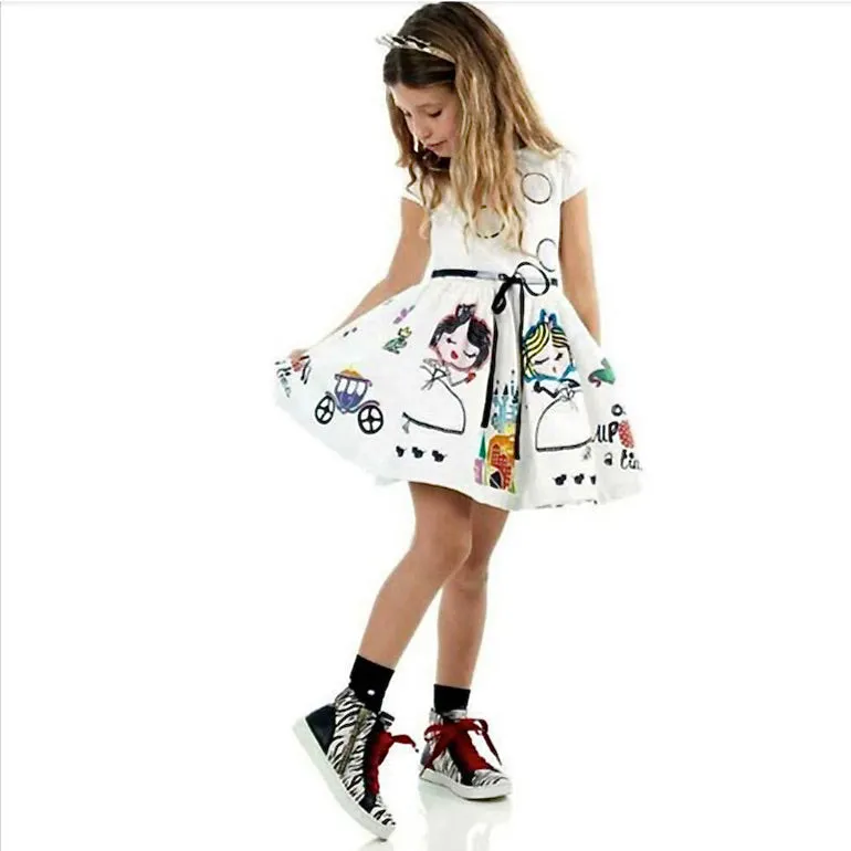 Girls Print Dress With Sash