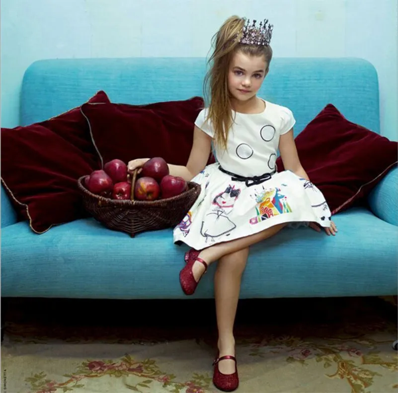 Girls Print Dress With Sash