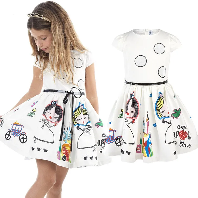 Girls Print Dress With Sash