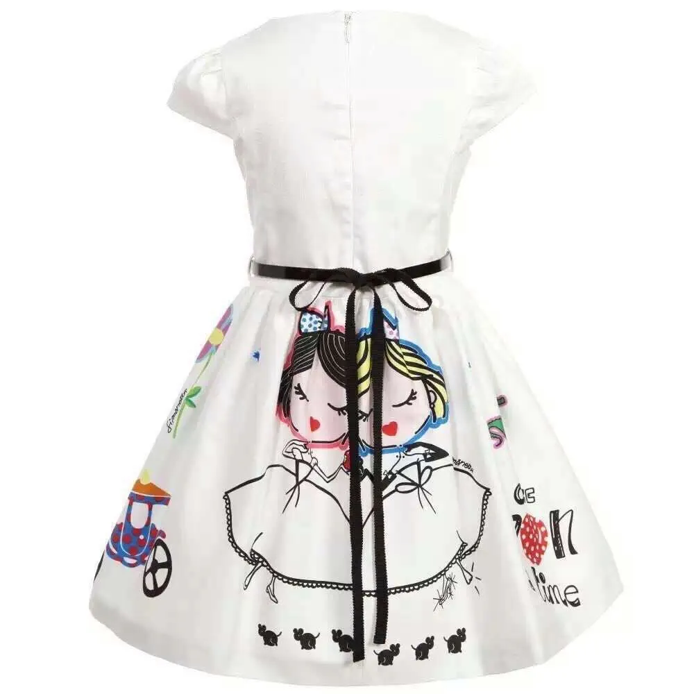 Girls Print Dress With Sash