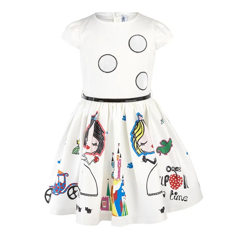 Girls Print Dress With Sash