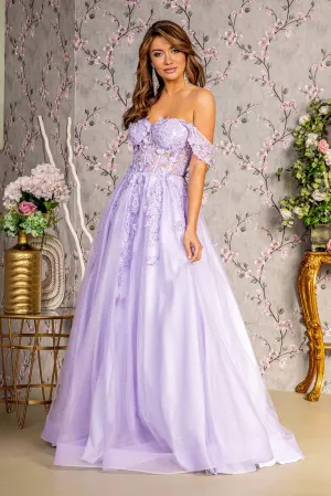 GLS BY GLORIA GL3296 Butterfly Off-Shoulder Evening Dress
