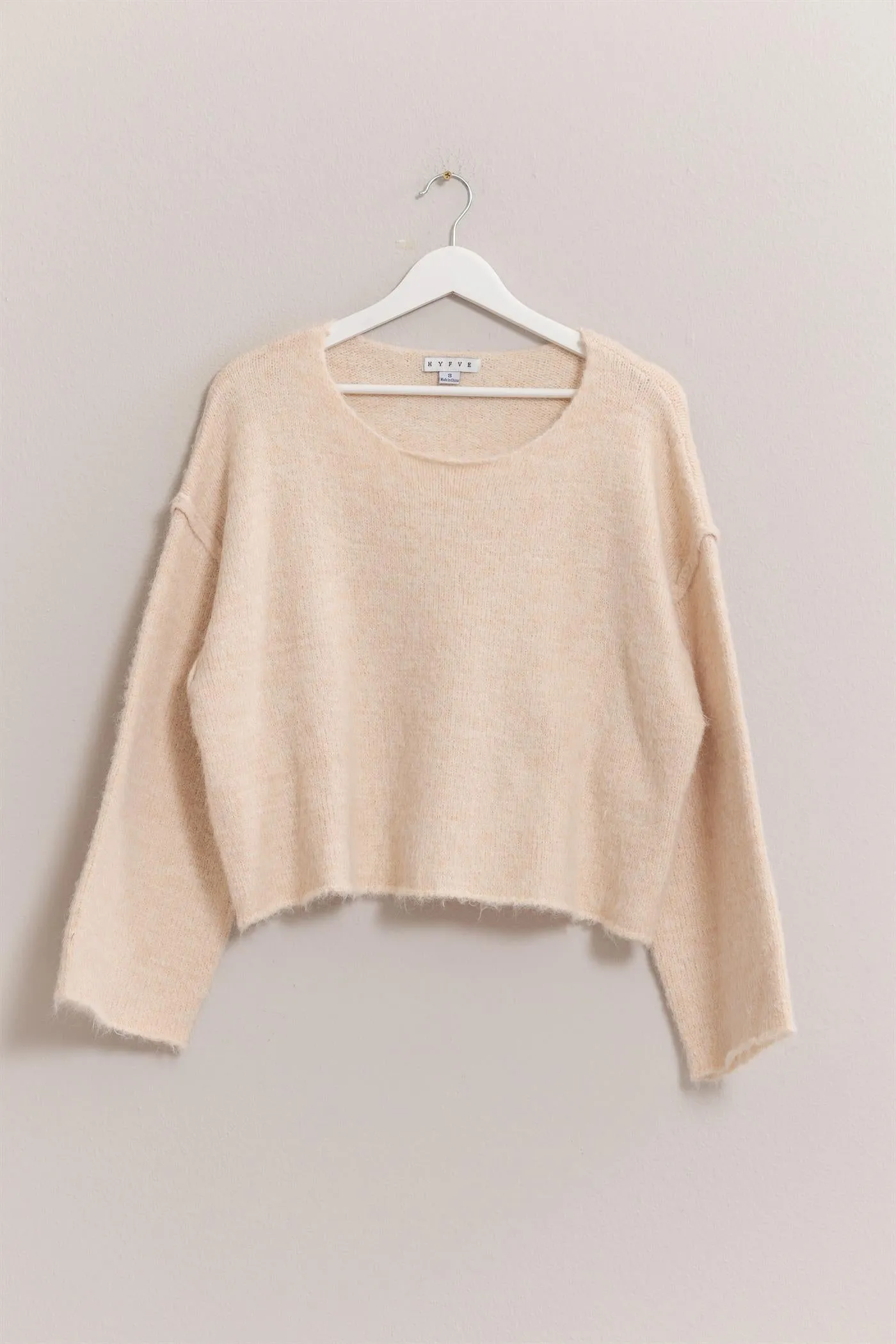 HF24F164-Melange Knit Boat Neck Sweater