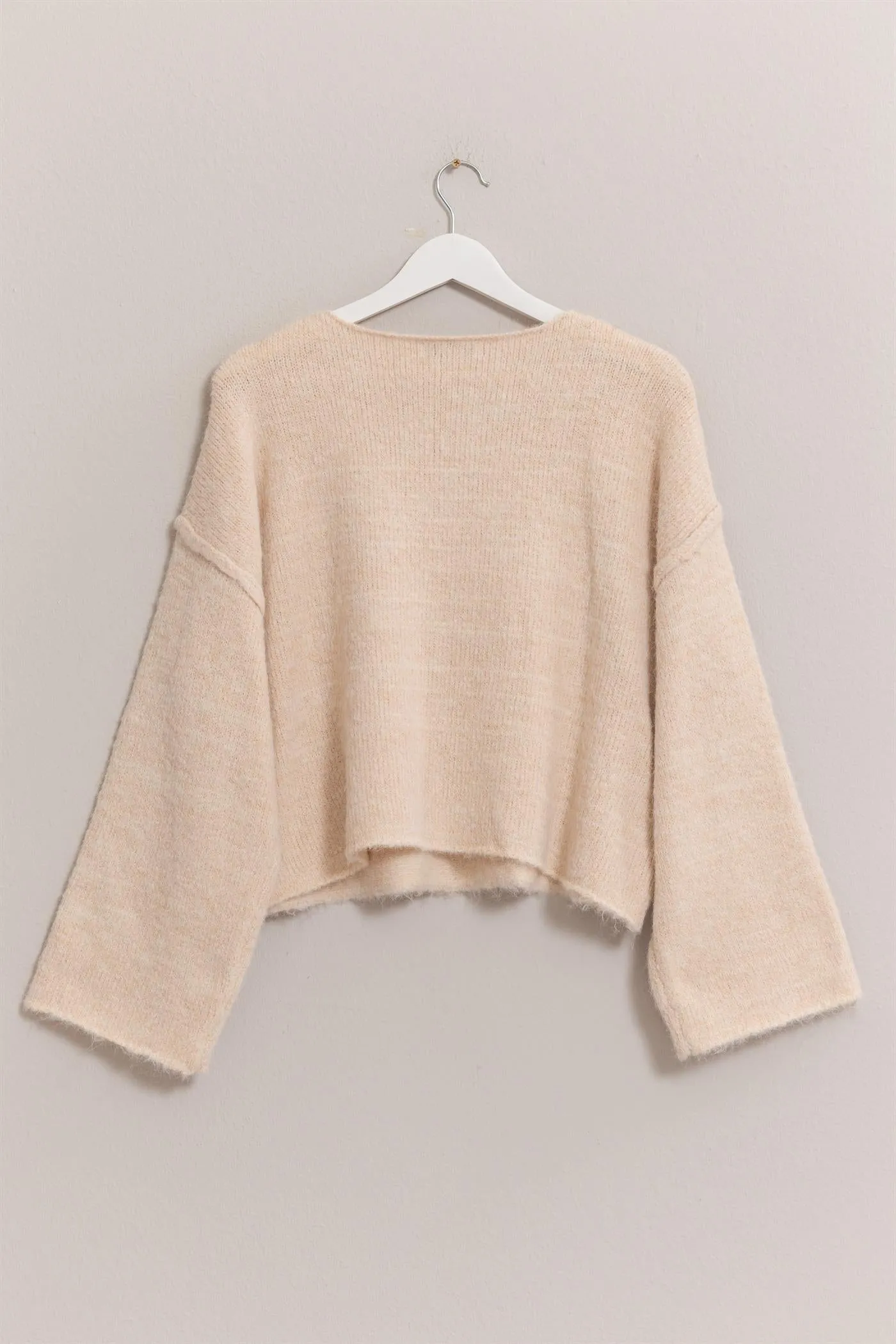HF24F164-Melange Knit Boat Neck Sweater
