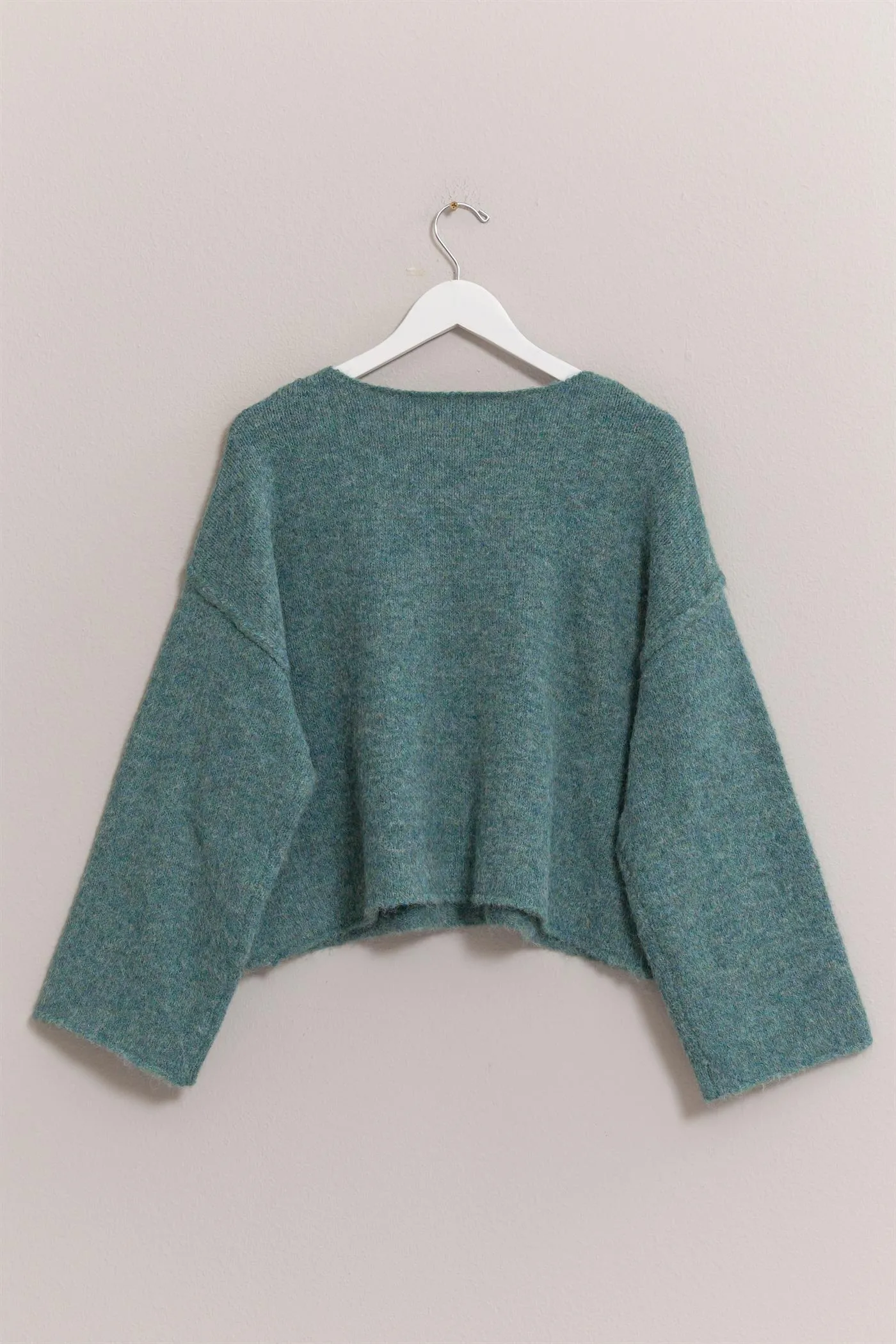 HF24F164-Melange Knit Boat Neck Sweater