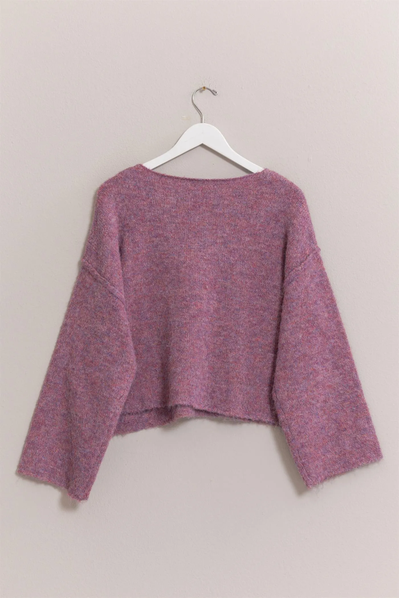 HF24F164-Melange Knit Boat Neck Sweater