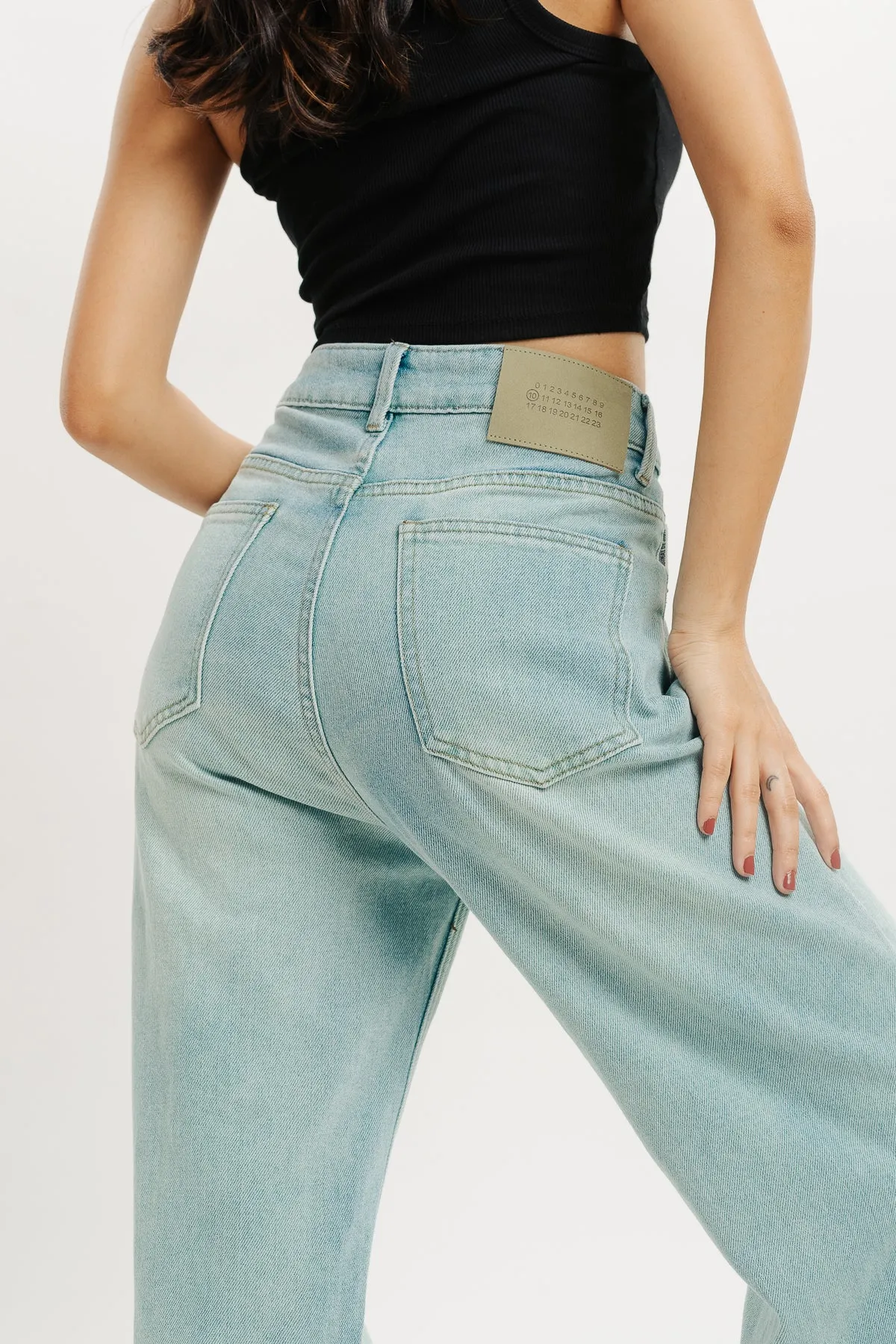 Ice Blue High Rise Straight Fit Jeans