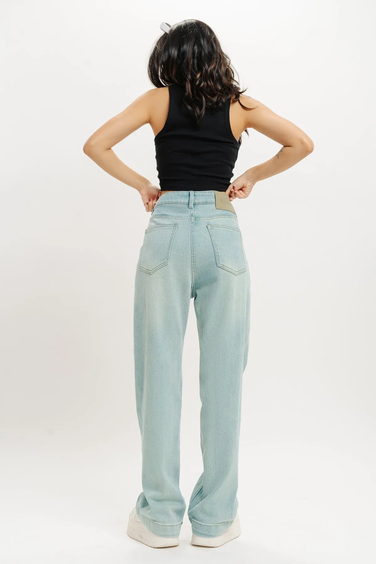 Ice Blue High Rise Straight Fit Jeans