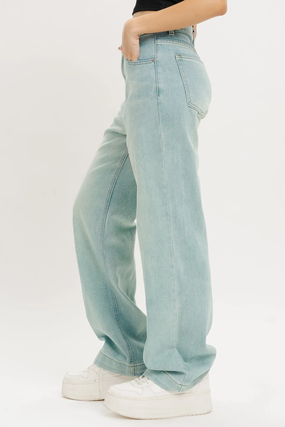 Ice Blue High Rise Straight Fit Jeans