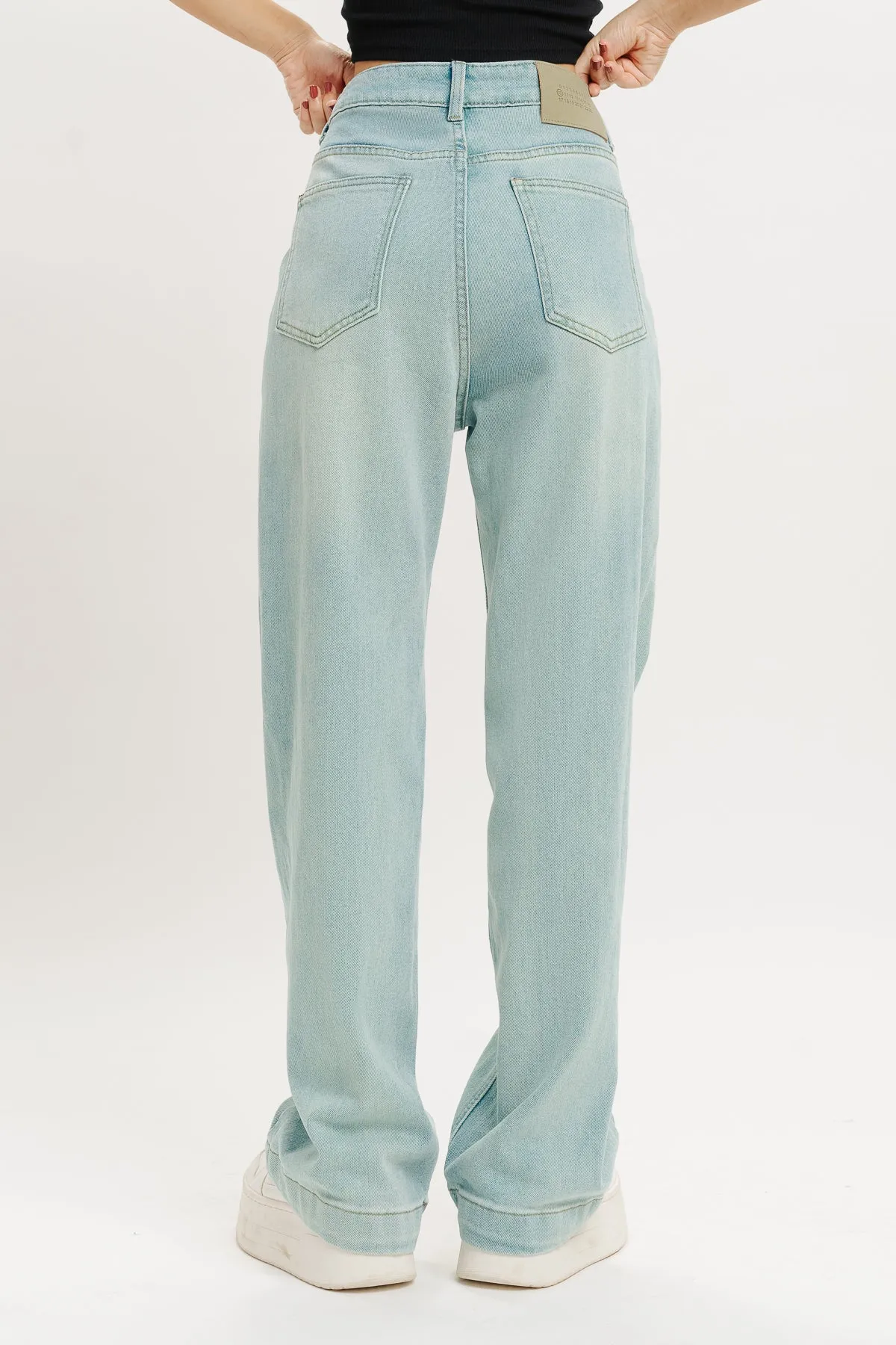 Ice Blue High Rise Straight Fit Jeans