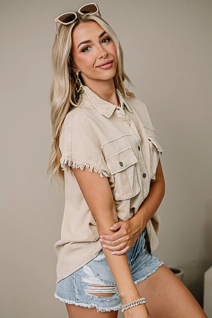 I've Got It Made Button Down Top | Taupe