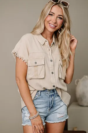 I've Got It Made Button Down Top | Taupe