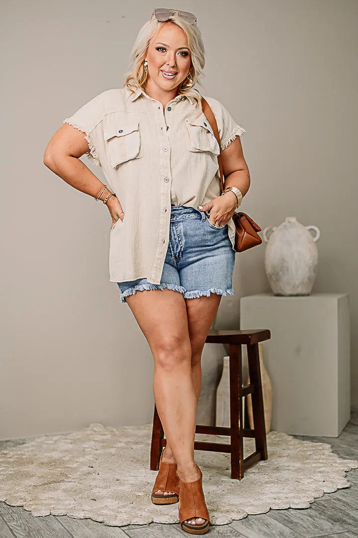 I've Got It Made Button Down Top | Taupe
