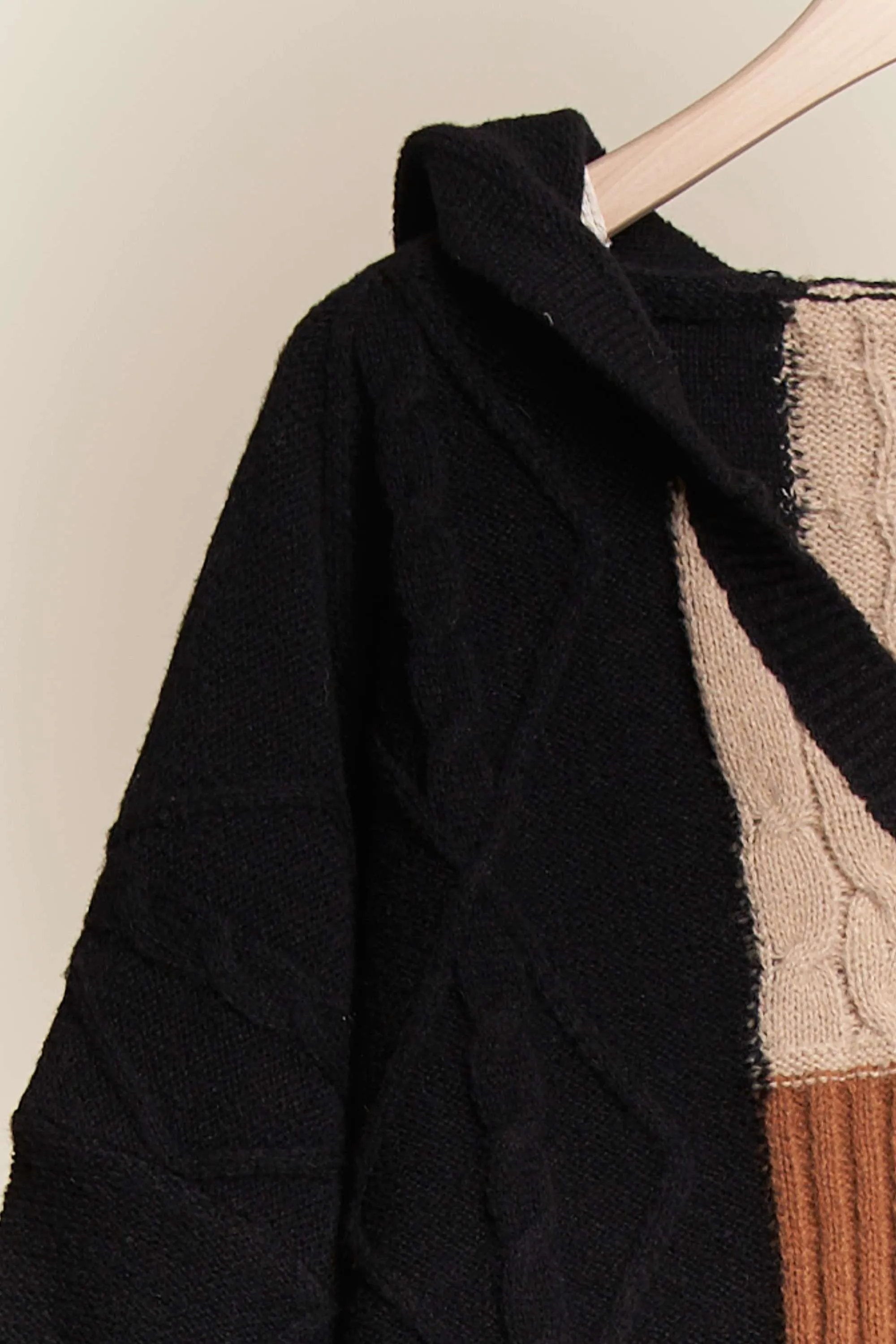 Joanna Hooded Oversized Color Block Sweater