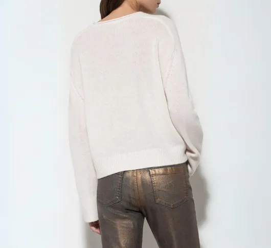 Luisa Cerano - Cashmere Wool Crew Sweater in Eggshell