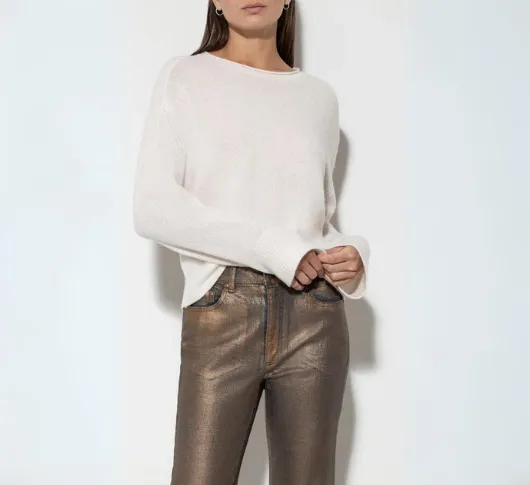 Luisa Cerano - Cashmere Wool Crew Sweater in Eggshell