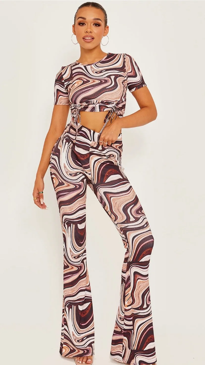 MARINA FLARE TROUSER - STONE