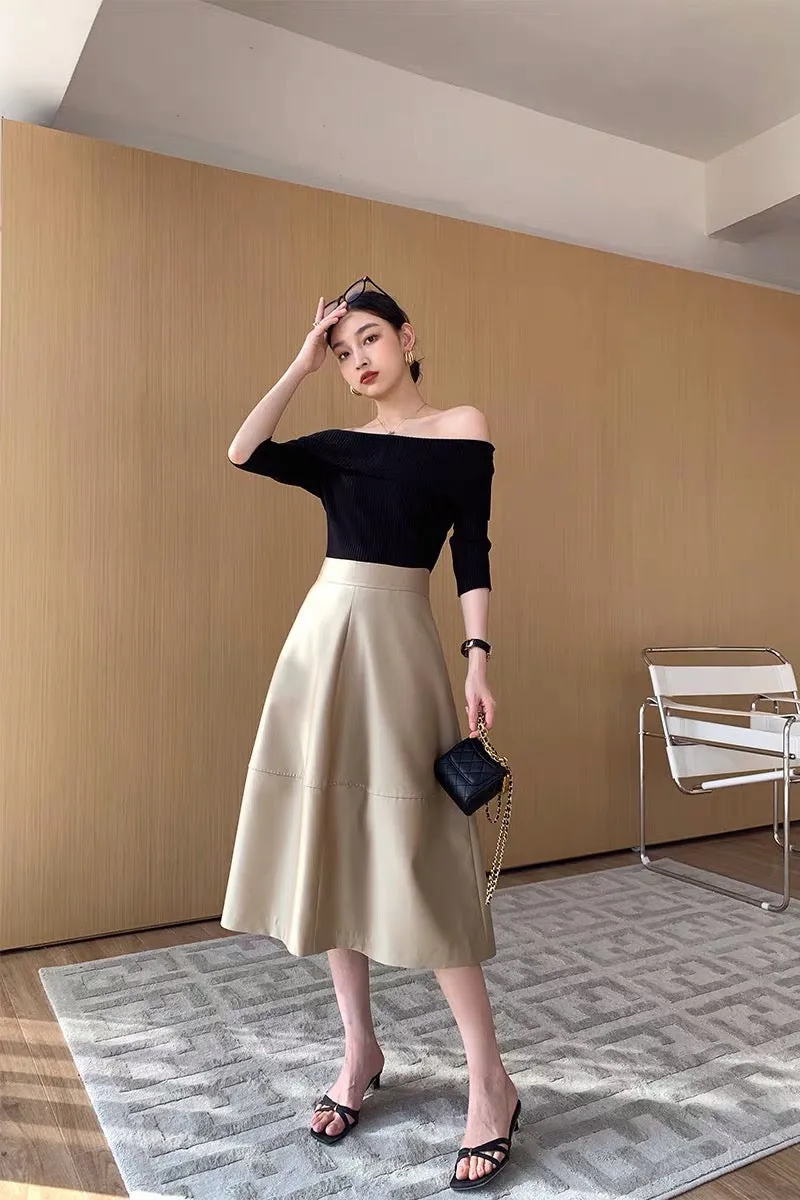 Mavise TENCEL Pleated A-line Midi Skirt