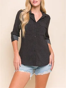 Monroe Polka Dot Button Up Long Sleeve