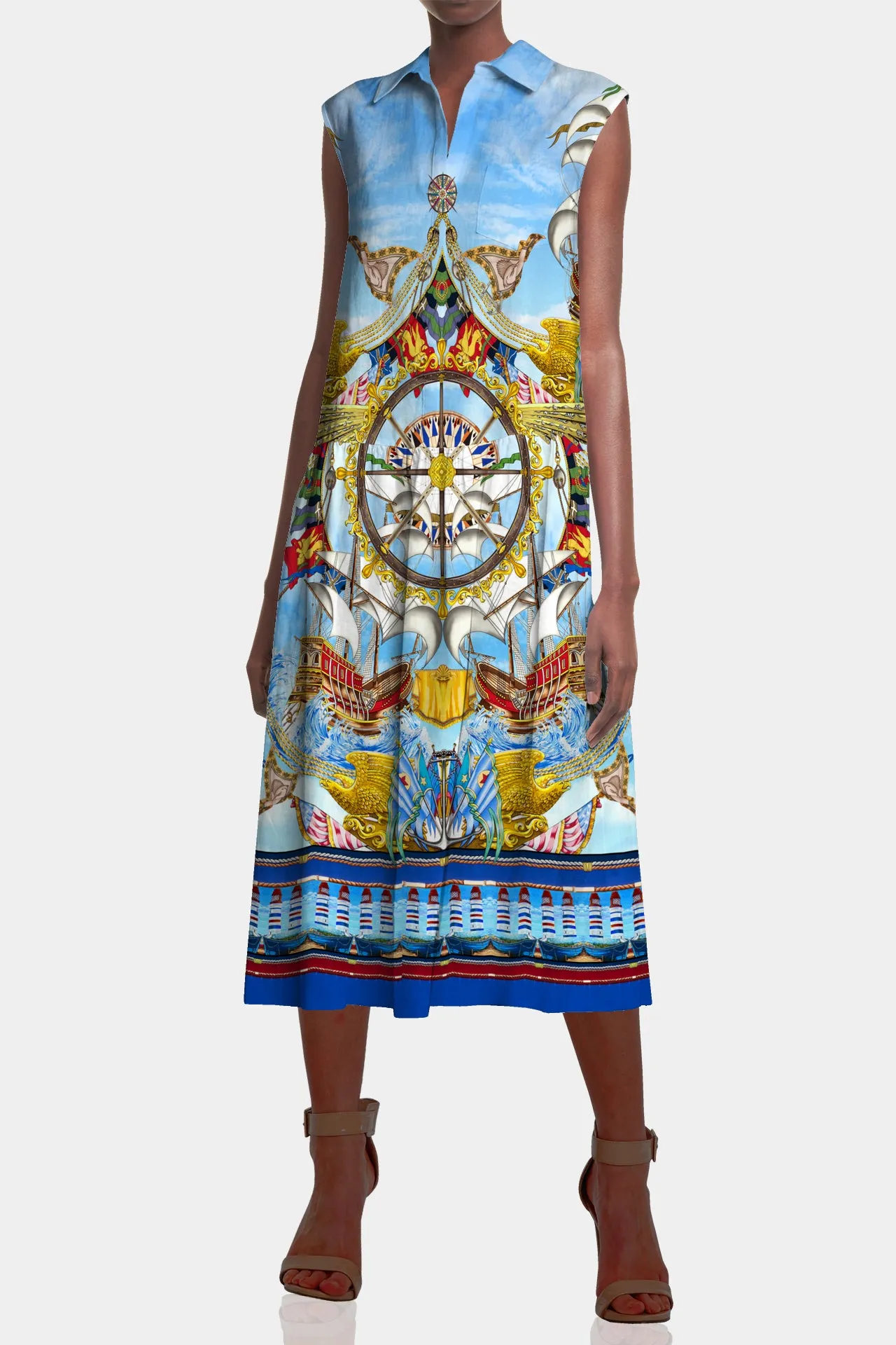 Nautical Flair Summer Midi Dress