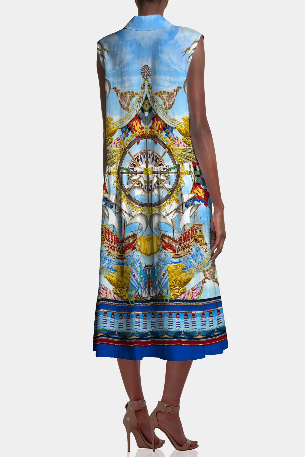 Nautical Flair Summer Midi Dress