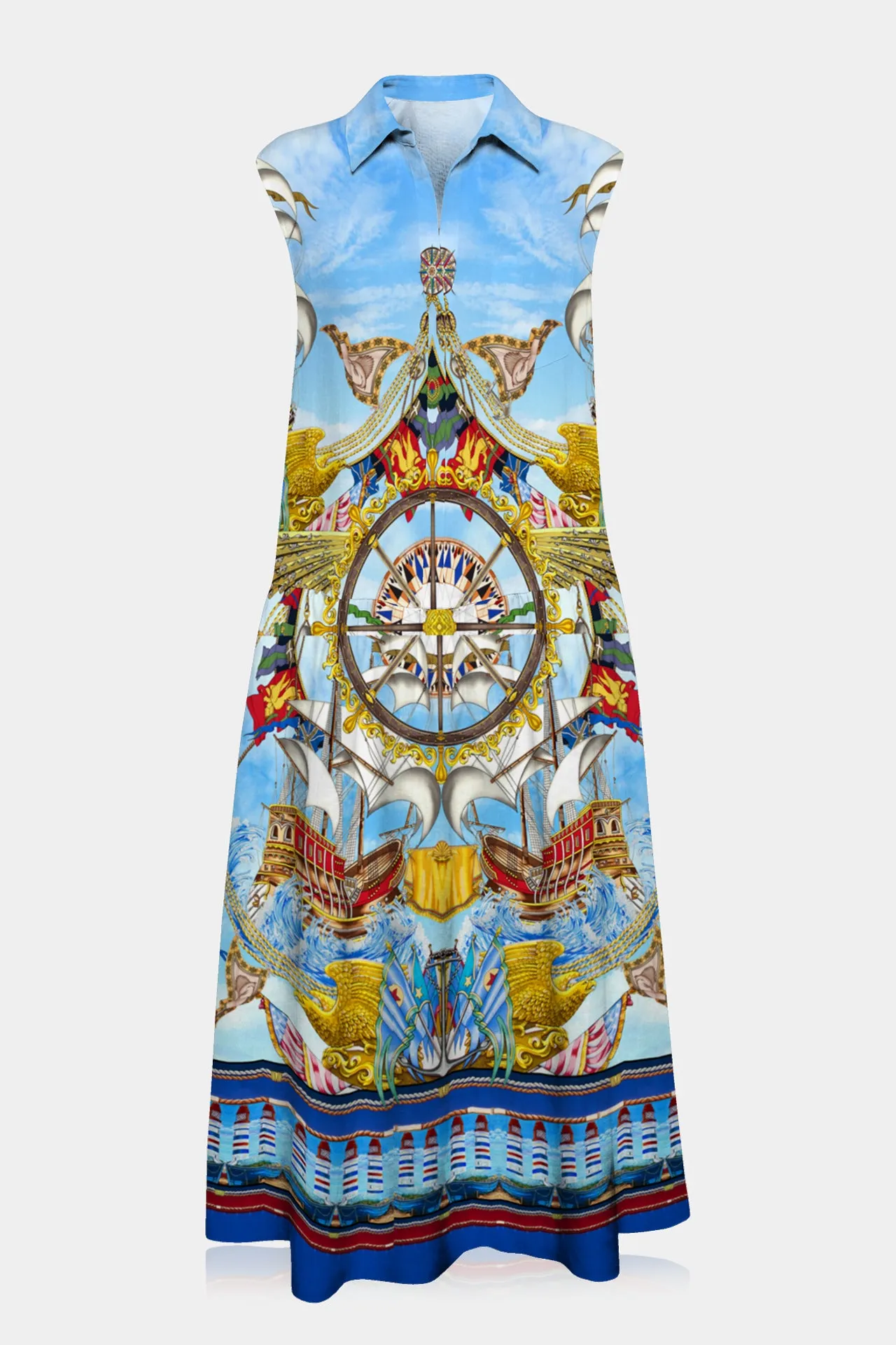 Nautical Flair Summer Midi Dress