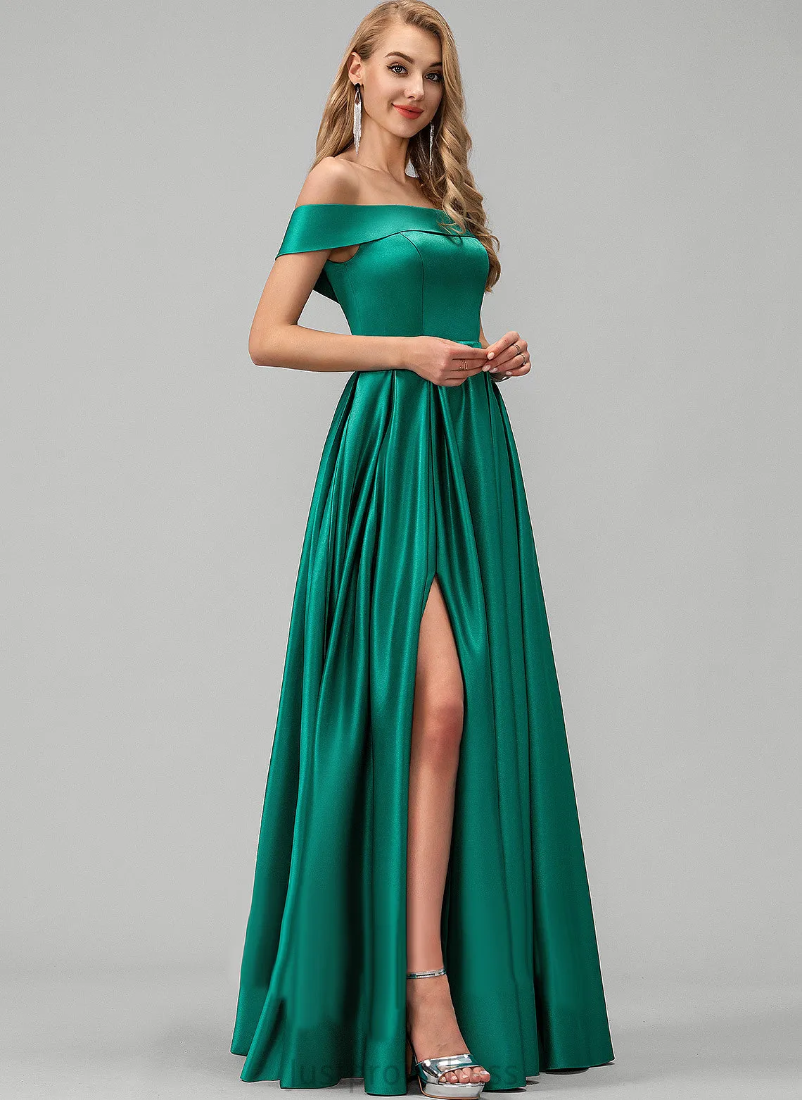 Neckline Length Satin Sleeveless Fabric Off-the-Shoulder Floor-Length BackStyle Straps&Sleeves Hedda Knee Length V-Neck Bridesmaid Dresses