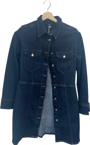 Next Dark Blue Denim Shirt Dress UK 12
