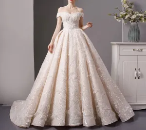 Off shoulder Beaded Wedding Gown