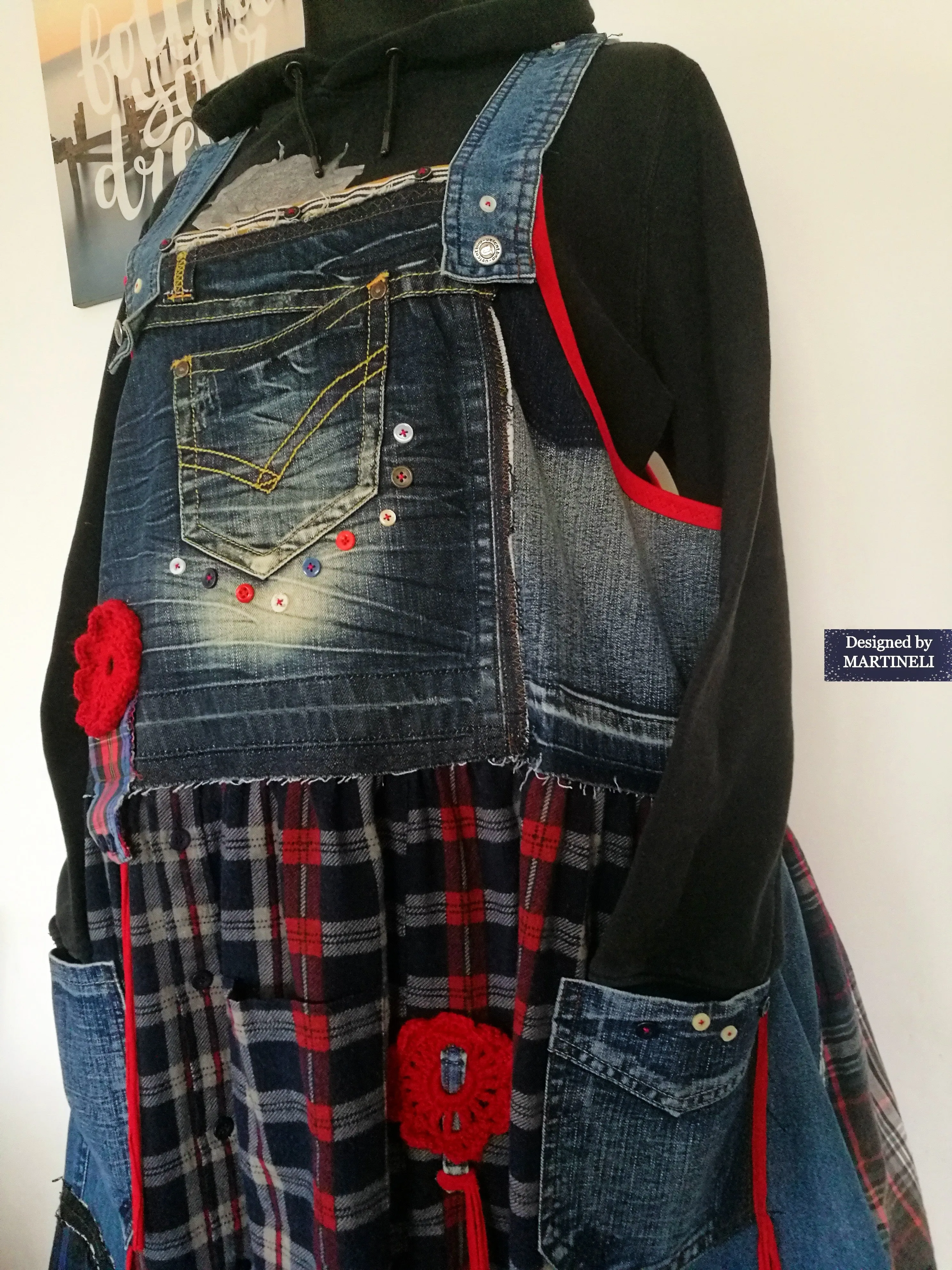 Plus Size Pinafore Dress 3X Long Denim Overall Dress