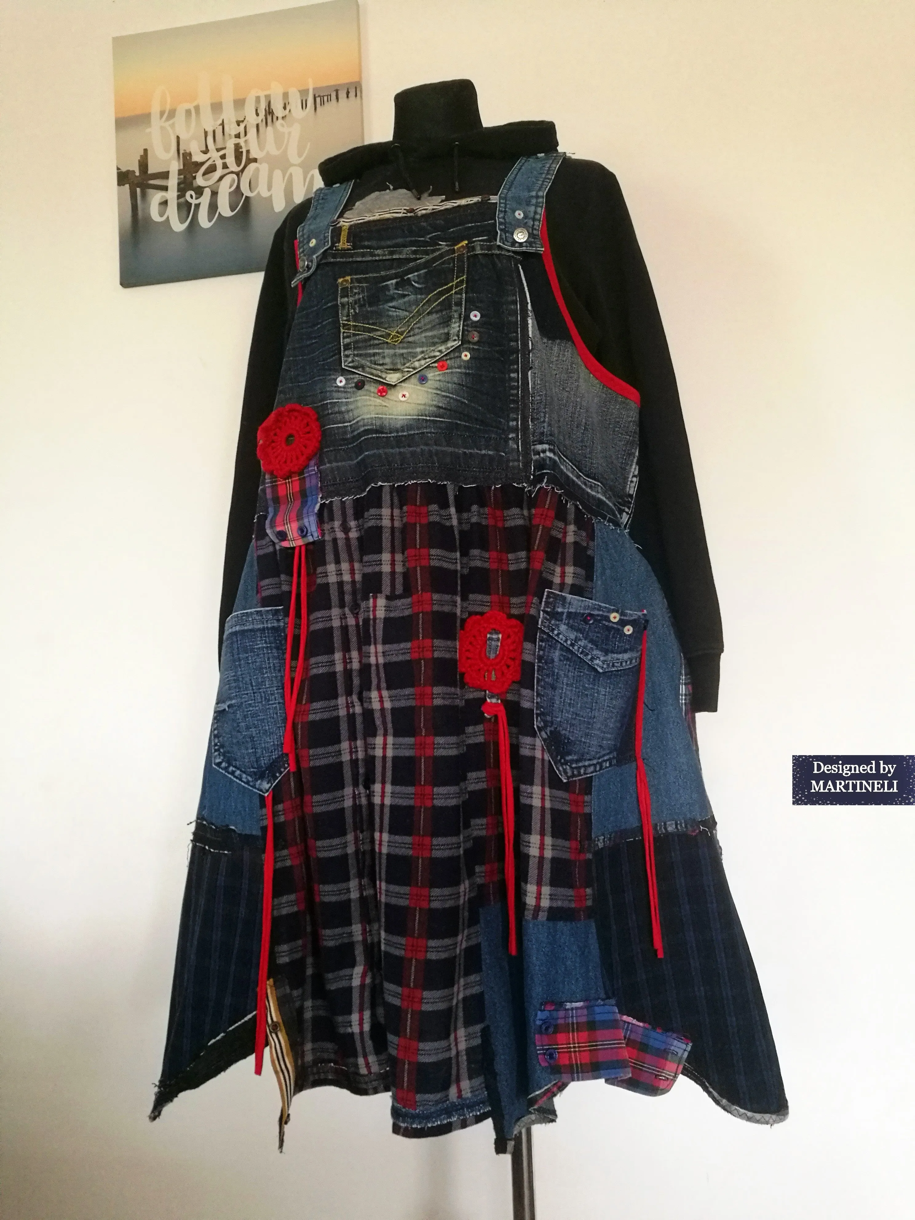 Plus Size Pinafore Dress 3X Long Denim Overall Dress