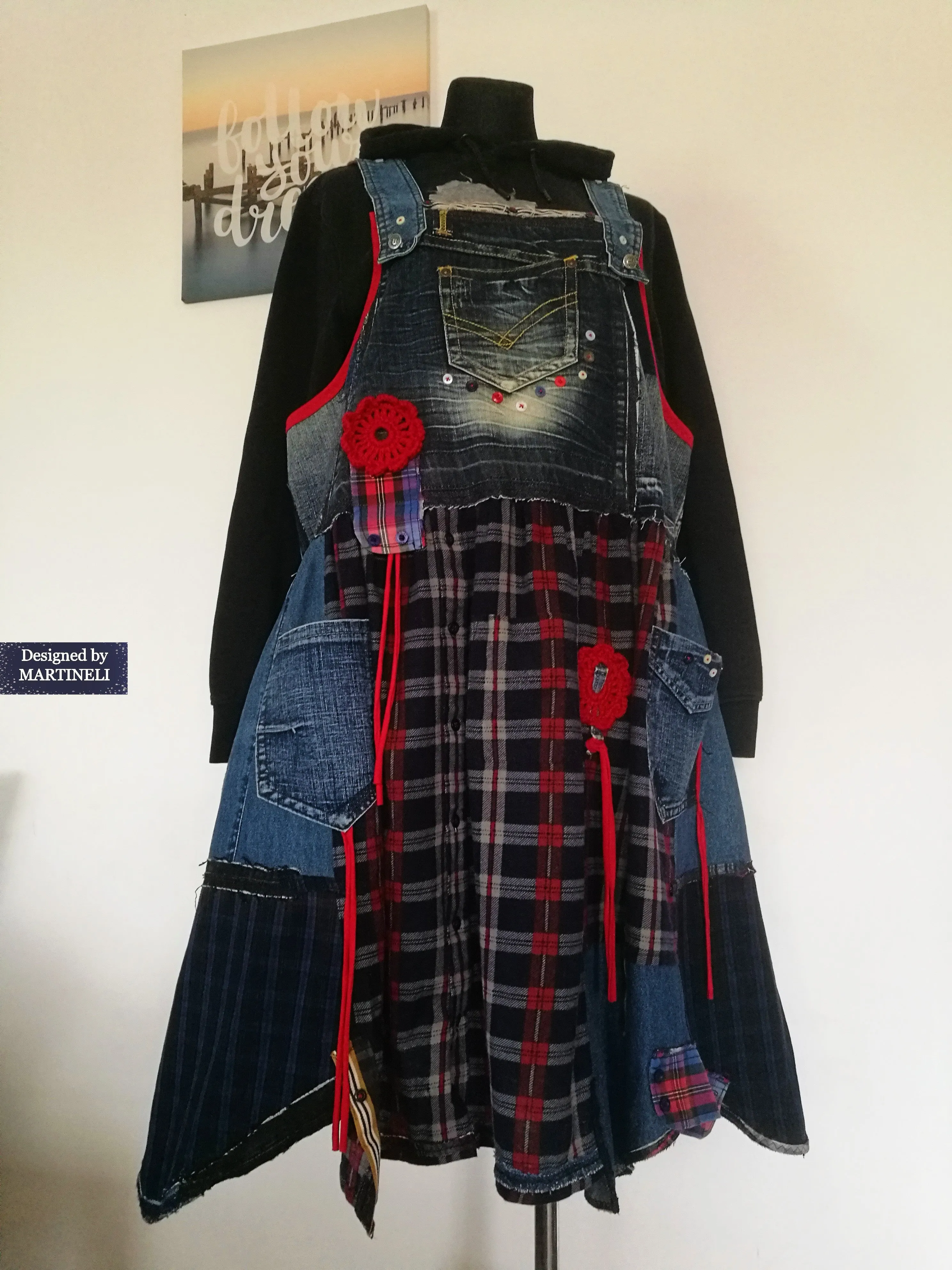 Plus Size Pinafore Dress 3X Long Denim Overall Dress