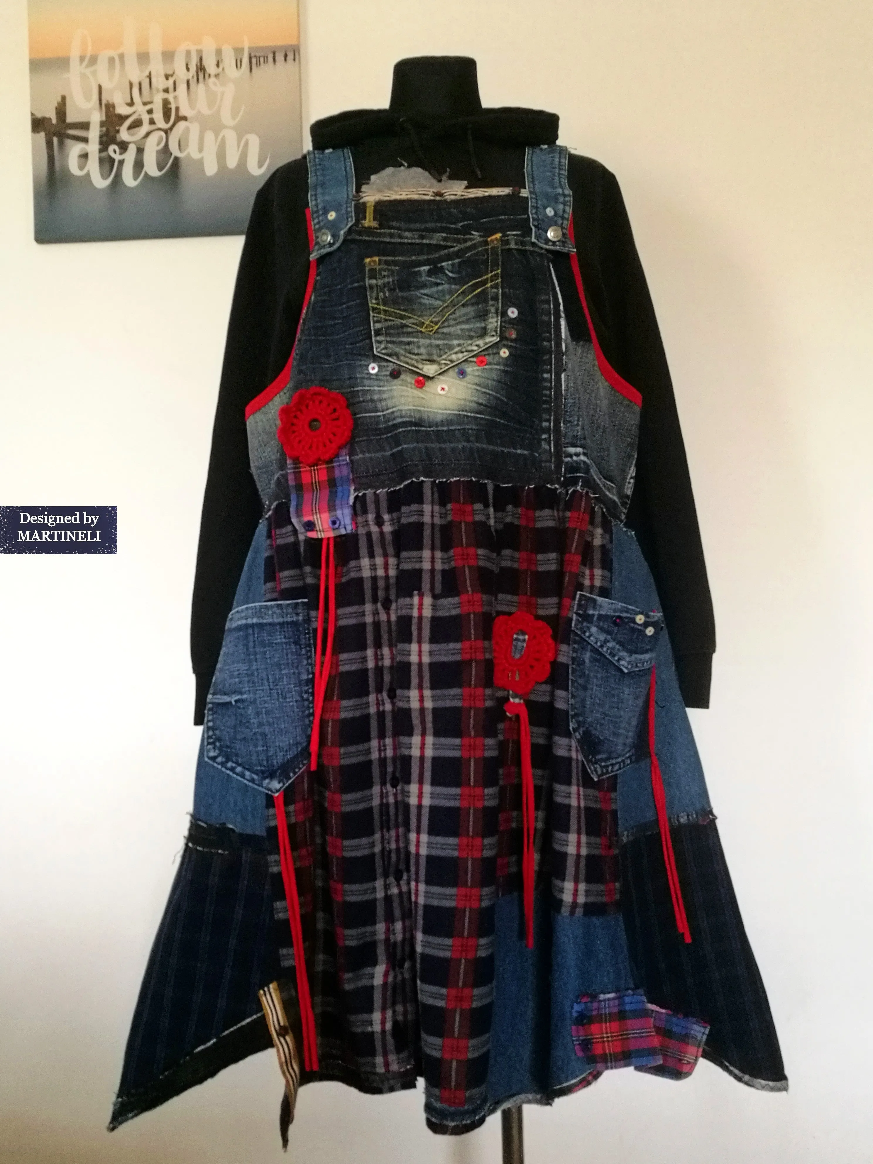 Plus Size Pinafore Dress 3X Long Denim Overall Dress