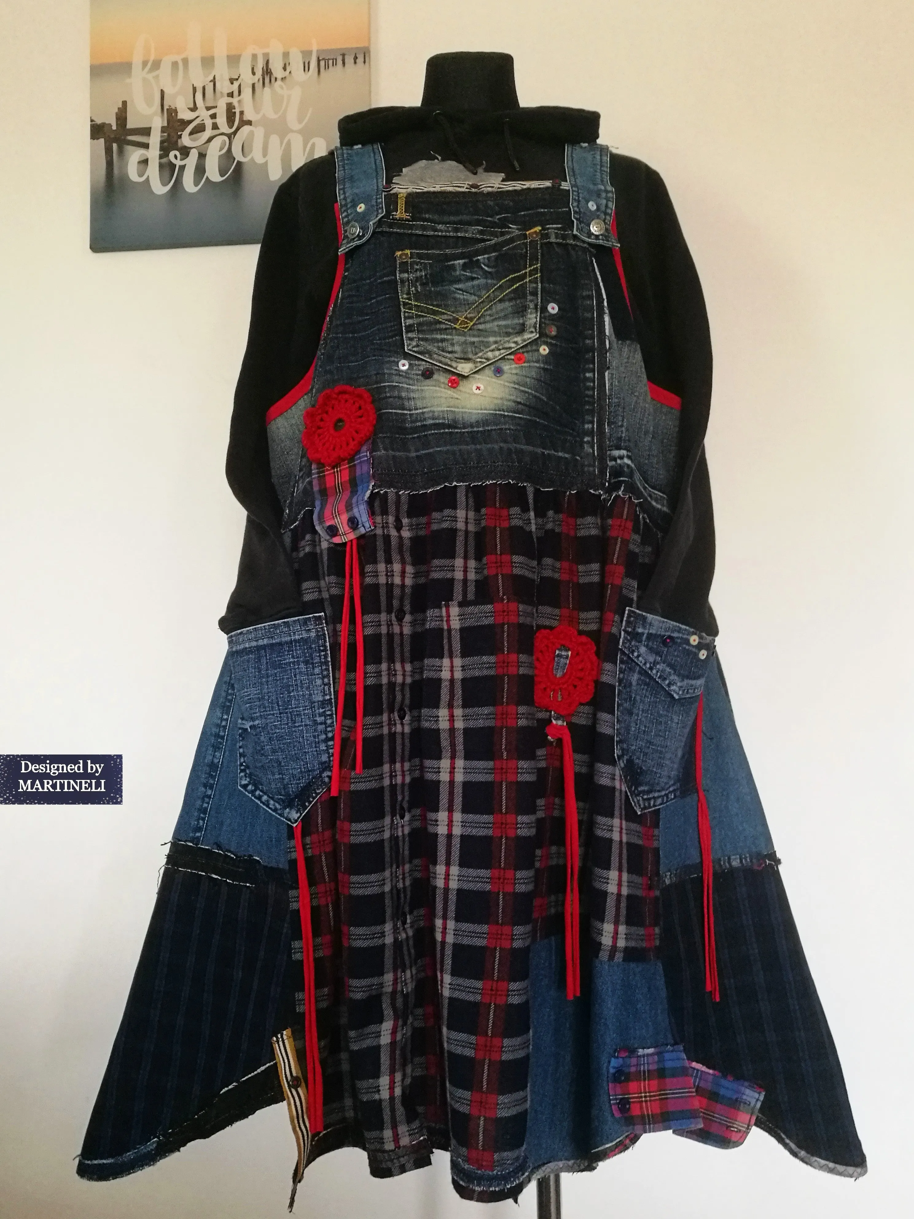 Plus Size Pinafore Dress 3X Long Denim Overall Dress